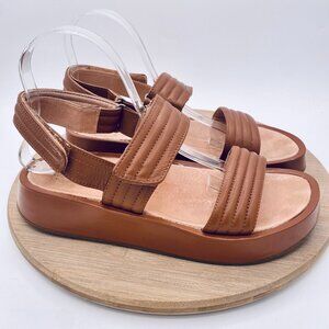 Madewell Georgia Sandals Womens 9 Brown Leather Double Strap Platform Peep
